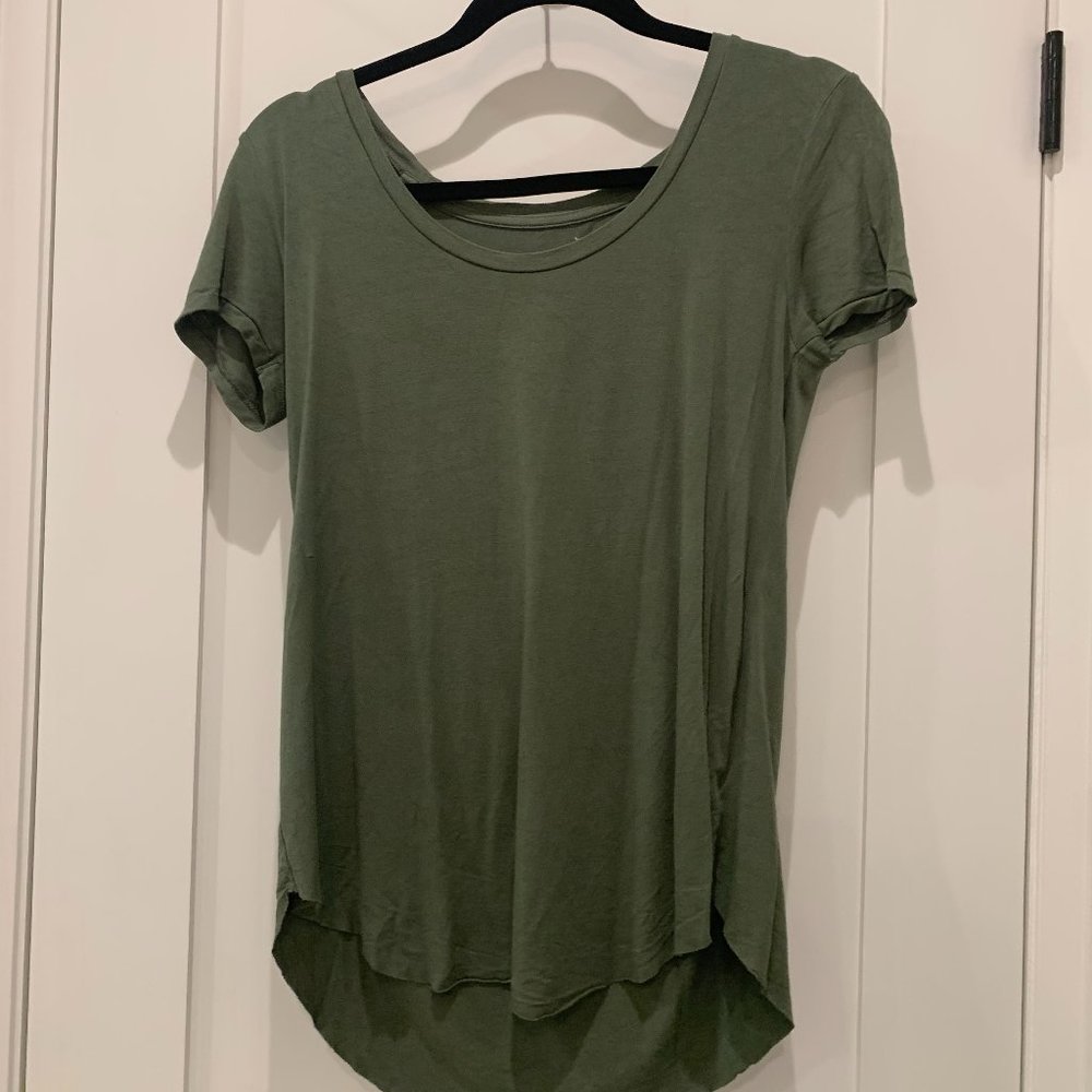 American Eagle Olive Green Soft Asymmetrical Shirt